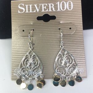 Silver100 Danecraft earring silver gold tone new